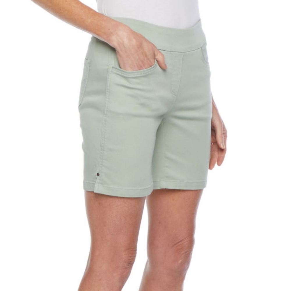 COMFY stretch sage green pull-on shorts